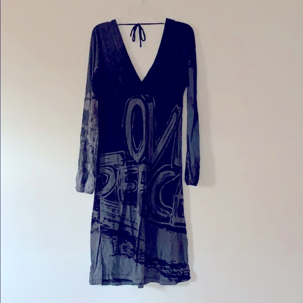 *SOLD* Venus Grey Long Sleeve Graphic Print Dress